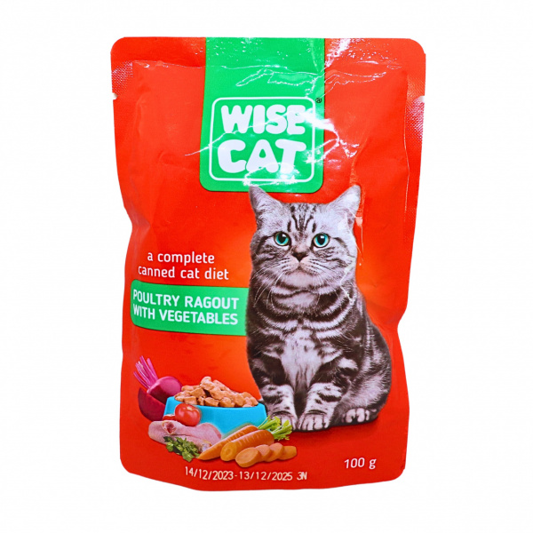 Mancare pisici cu pasare si legume la plic Wise 100 g
