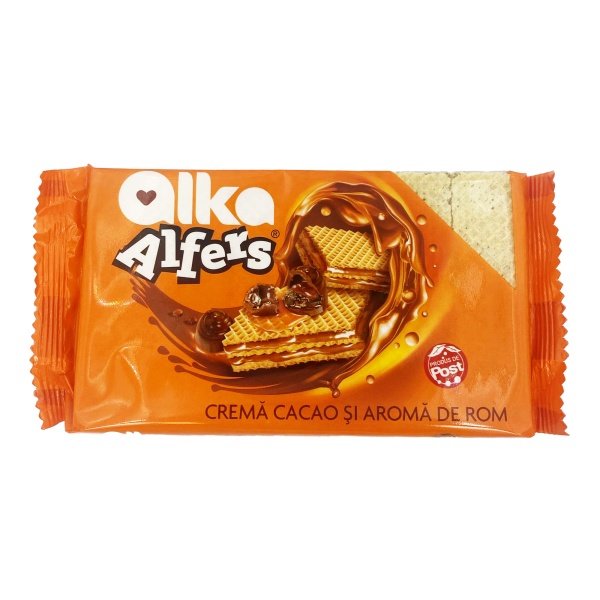Napolitane cu crema cacao si rom Alka Alfers, 100g