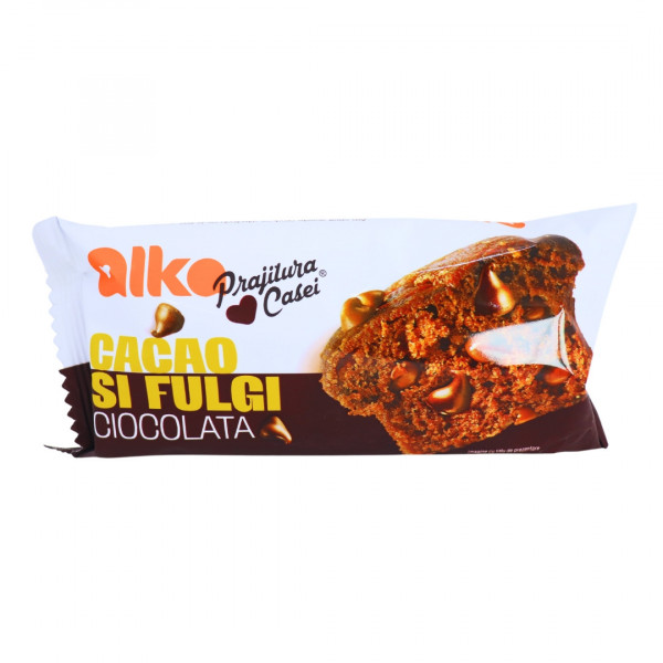 Prajitura Casei cu fulgi de ciocolata si cacao Alka 60 g, 12 buc