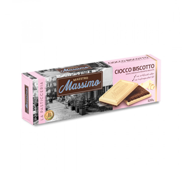 Biscuiti cu glazura de ciocolata alba Maestro Massimo 120 g