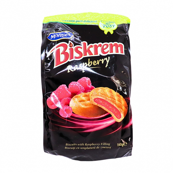 Biscuiti de post cu zmeura Biskrem Raspberry 160 g