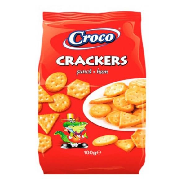 Crackers cu sunca Croco 100 g, 12 buc