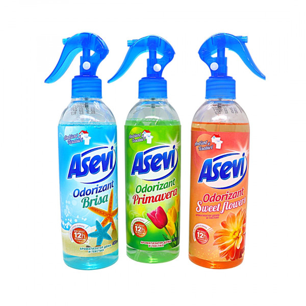 Deodorant spray lichid de camera Asevi 400 ml, diverse sortimente