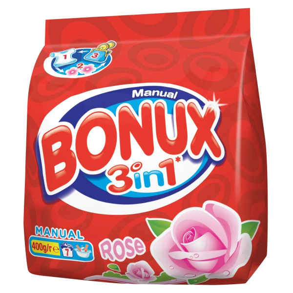Detergent manual Bonux 3 in 1 Color Rose 400 g