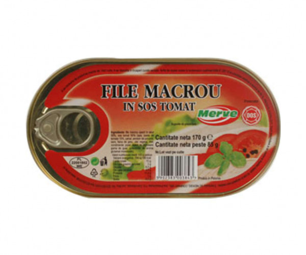 Macrou in sos tomat Merve 170 g