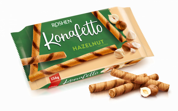 Napolitane cu crema de alune Konafetto Rolls Roshen 140 g