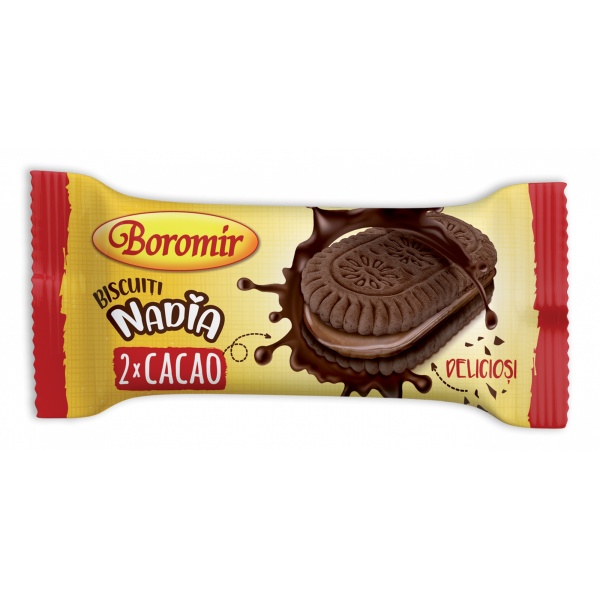 Biscuiti eugenia cu crema de cacao Nadia, 30 g, 30 buc