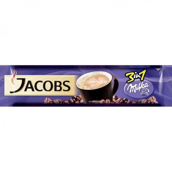 Cafea instant 3 in 1 Jacobs Milka 18 g, 24 plicuri