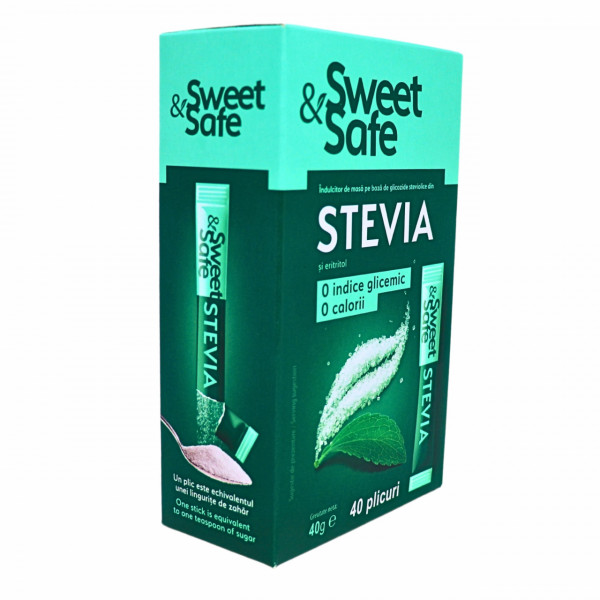 Indulcitor la cutie Stevia Sweet 40 g, 40 plicuri