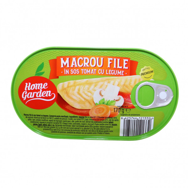 Macrou file cu legume in sos tomat Home Garden 170 g