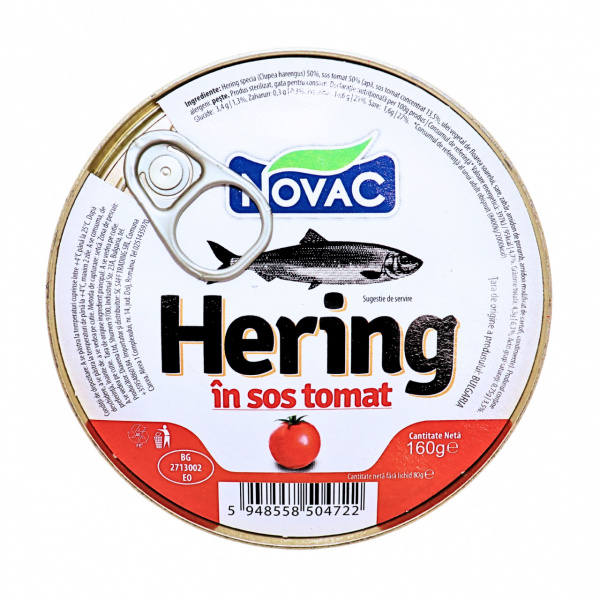 Conserva rotunda de peste hering in sos tomat Novac 160 g