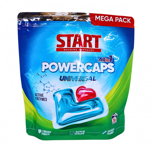 Detergent universal capsule Start Powercaps, 36 spalari