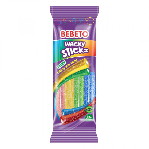 Jeleu Bebeto Wacky Sticks 75g, 12 buc