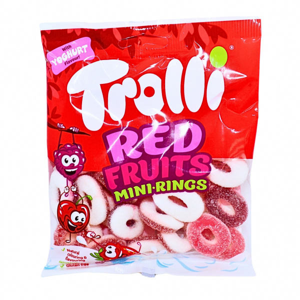 Jeleuri iaurt si fructe rosii Trolli Red Fruits Mini Rings 100 g