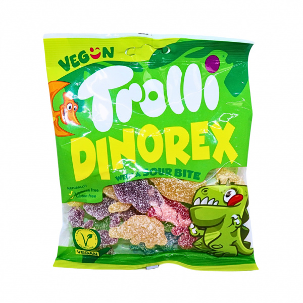 Jeleuri vegane dinozauri Trolli Dinorex Sour Bite 100 g