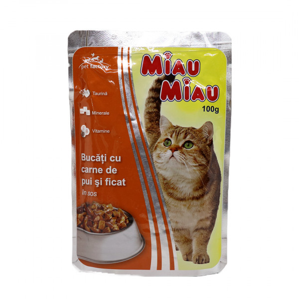 Mancare pisici la plic ficat in sos Miau Miau 100 g