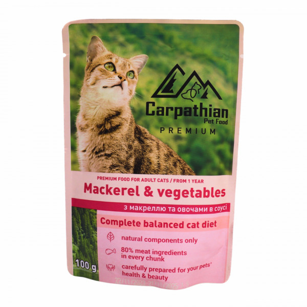 Mancare pisici plic macrou cu legume Carpathian 100 g