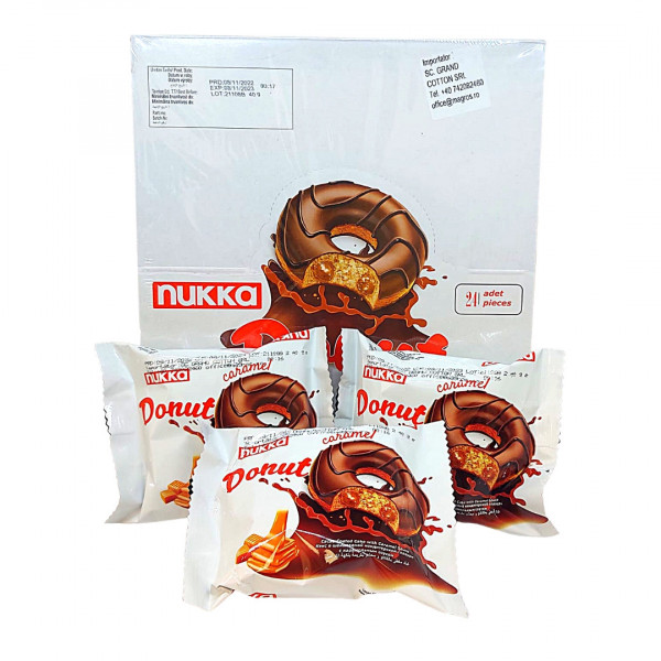 Prajitura gogoasa de caramel Donut Nukka 40 g, 24 buc