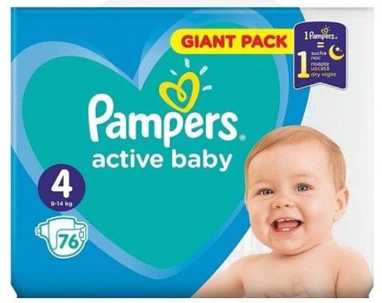 Scutece copii Pampers Active Baby No 4, 8-14 kg, 76 buc