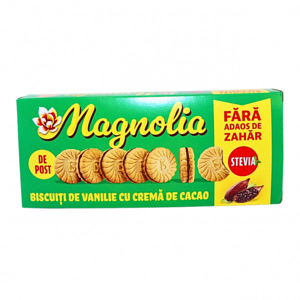 Biscuiti fara zahar de vanilie si crema cacao cu stevia Magnolia 130 g