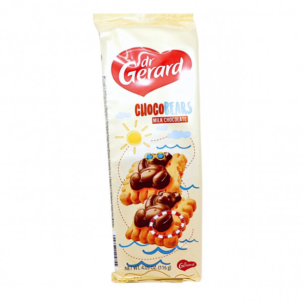 Biscuiti glazurati cu ciocolata si lapte Choco Bears Dr Gerard 116 g