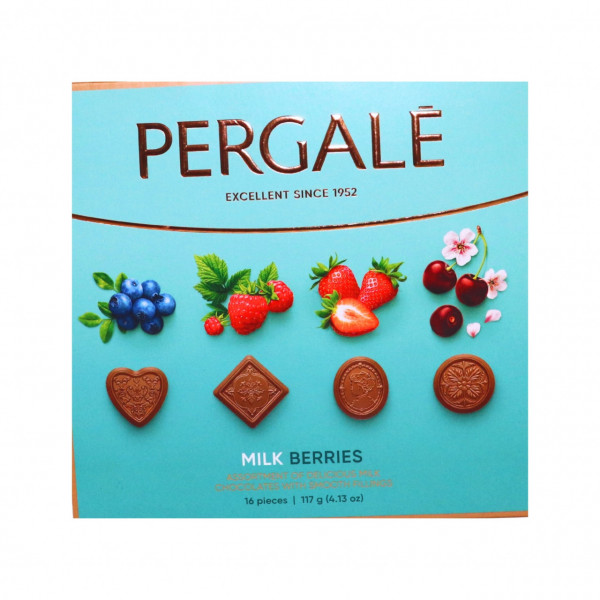 Bomboane fructe de padure si ciocolata cu lapte Pergale 117 g