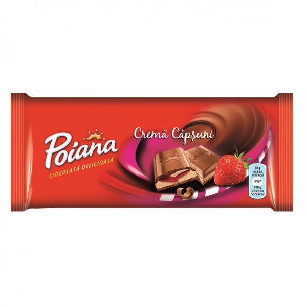 Ciocolata cu capsuni Poiana 90 g