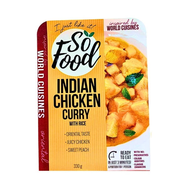 Mancare de curry cu pui in stil indian si orez So Food 330 g