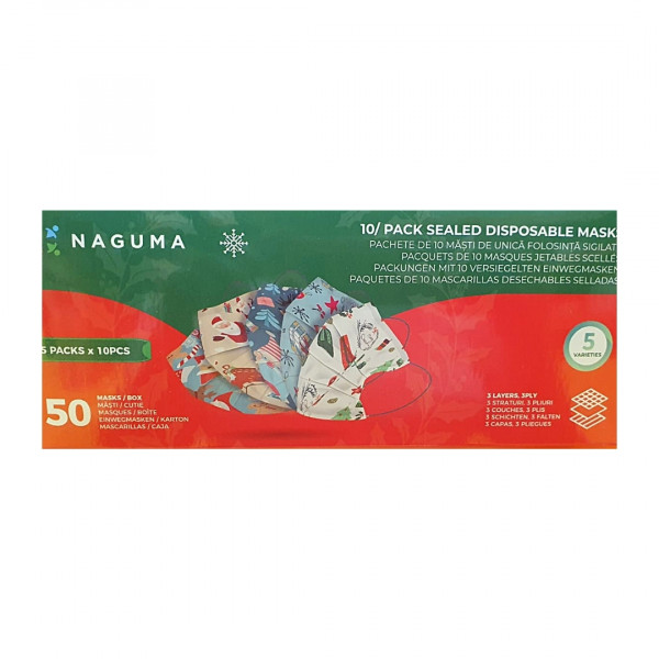 Masca de protectie 3 pliuri X-Mas, 50 buc