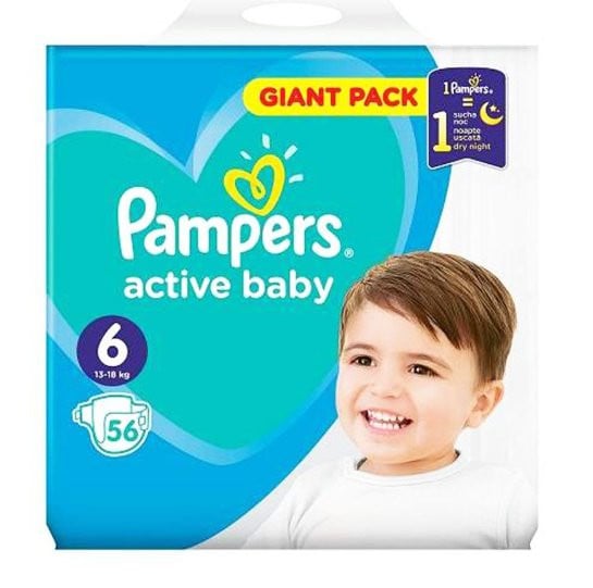 Scutece copii Pampers Active Baby No 6, 13-18 kg, 56 buc