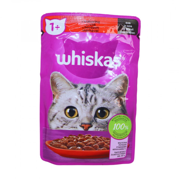 Mancare cu vita pentru pisici adulte Whiskas Adult 85 g