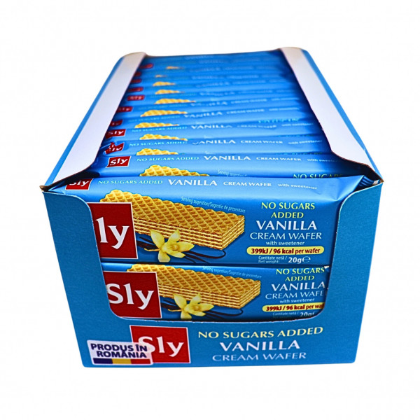 Napolitane fara zahar crema de vanilie Sly 20 g, 36 buc