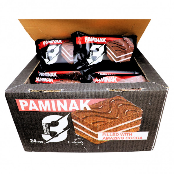 Prajituri de cacao si crema vanilie Sponge Paminak 60 g, 24 buc