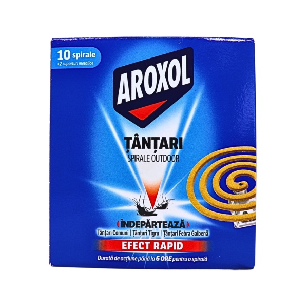 Spirale contra tantarilor Aroxol, 10 buc, 2 suporturi metalice