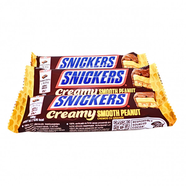 Batoane cu alune Creamy Smooth Peanut Snickers 36,5 g, 24 buc