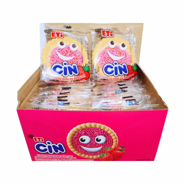 Biscuiti cu jeleu de capsuni Eti Cin 24 buc x 25 g