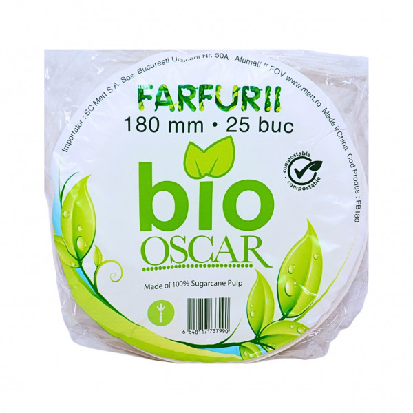 Farfurii bio unica folosinta Oscar 18 cm, 25 buc