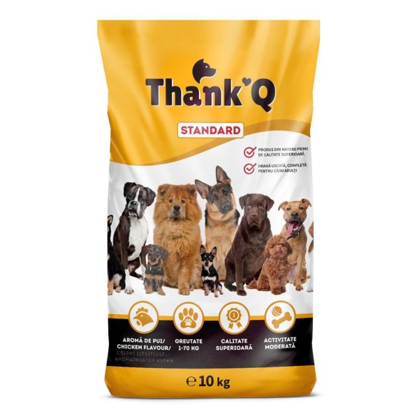 Mancare uscata pentru caini cu aroma de pui Thank`Q, 10 kg