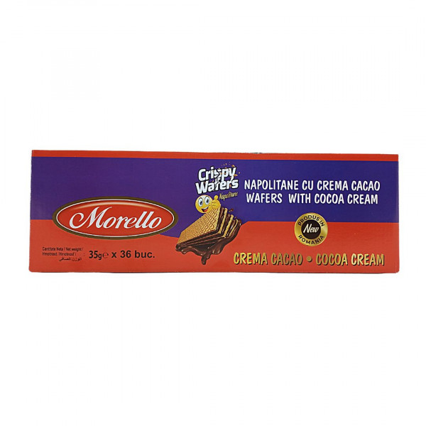 Napolitane cu cacao Crispy Morello 35 g, 36 buc