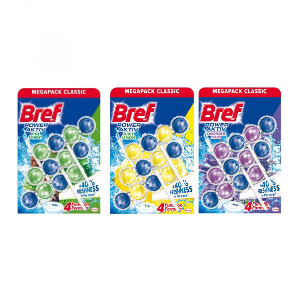 Odorizant toalete Bref cu 3 bile, 50 g, diverse sortimente