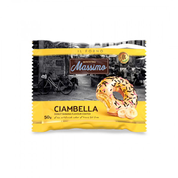 Prajitura Donut cu crema de banane Maestro Massimo 45 g, 24 buc