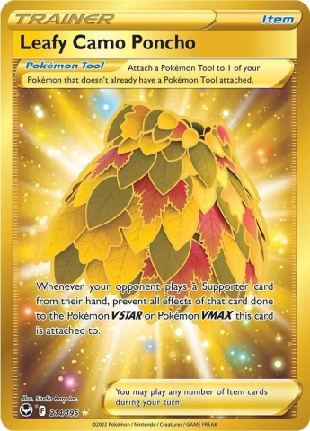 Leafy Camo Poncho (Secret Rare) #214/195 PSA 10 GEM MT - Silver Tempest (SWSH12)