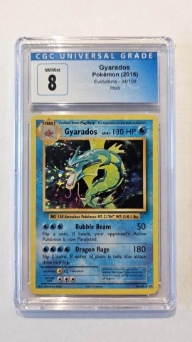 Gyarados Holo #34/108 — CGC 8 NM/Mint (XY Evolutions Base Set Tribute, 2016)