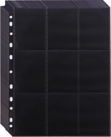 1 Set - 18 buzunare Negru Trading Card Sleeves Binder Foi, Dublu Sided Thicken Game Card Sleeves pentru 3 Ring Binder, 9 Pocket Side Loading Page Protector pentru Pokemon, MTG, Yu-Gi-Oh! - Img 3
