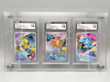 First Partner Illustration Collection S1 — Gen 4 Sinnoh Trio (Turtwig #040, Chimchar #041, Piplup #042) — CGC 10 GEM MINT