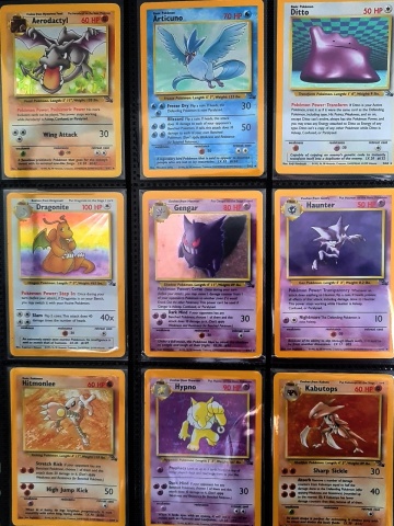 Set complet de 62 de cărți Pokémon TCG Fossil Unlimited 1999 (WotC) RO