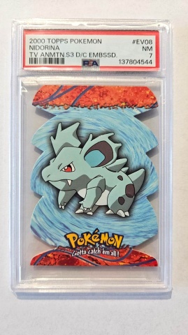Nidorina #EV08 Die-Cut Embossed — PSA 7 NM (2000 Topps TV Animation Series 3)
