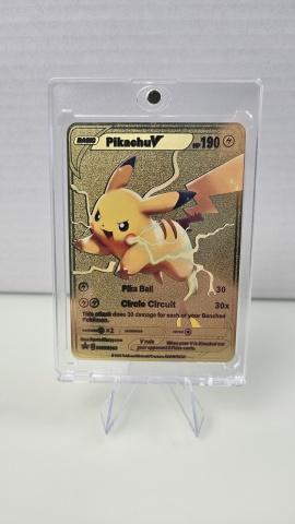 Pikachu V Auriu - Carte PokéMetal (Fan Art) Carte metalică de colecție - Img 2