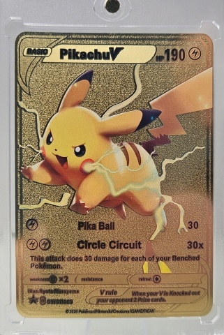 Pikachu V Auriu - Carte PokéMetal (Fan Art) Carte metalică de colecție - Img 3