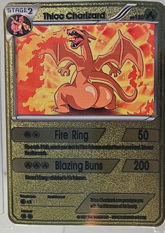 Thicc Charizard - Carte PokéMetal (Fan Art) Carte metalică de colecție - Img 5